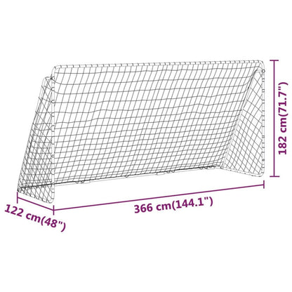 Steel Football Goal with Net White 366 x 122 x 182cm