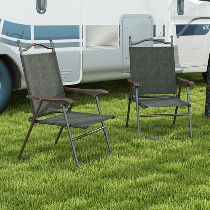 Two Folding Garden Chairs - Dark Brown