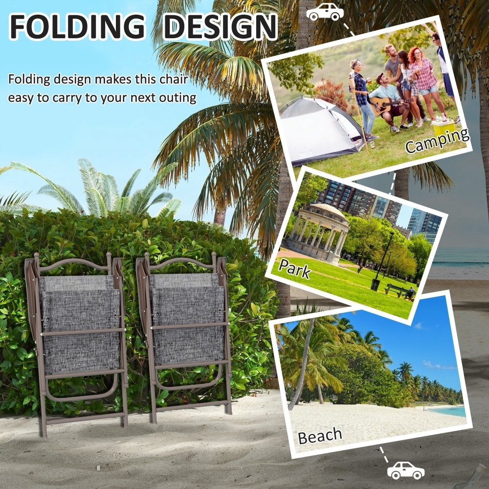 Two Folding Garden Chairs - Dark Brown