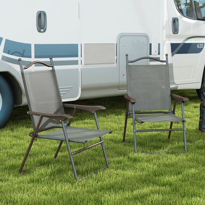 Two Folding Garden Chairs - Dark Brown