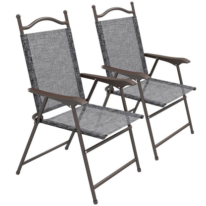 Two Folding Garden Chairs - Dark Brown