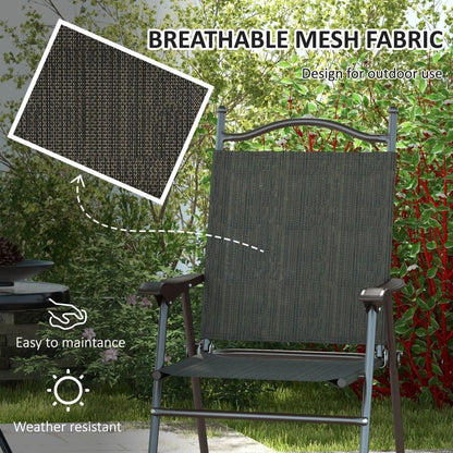 Two Folding Garden Chairs - Dark Brown