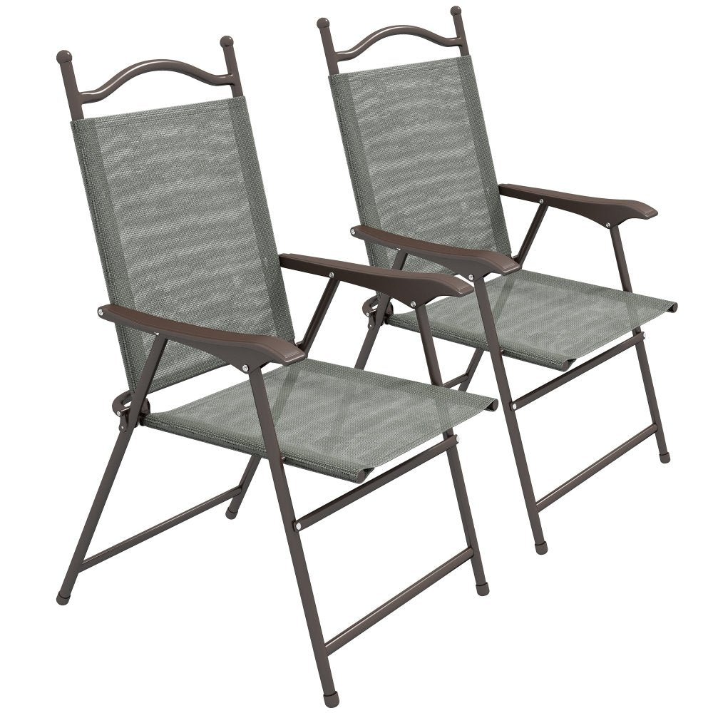 Two Folding Garden Chairs - Dark Brown