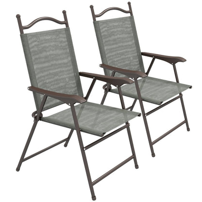 Two Folding Garden Chairs - Dark Brown
