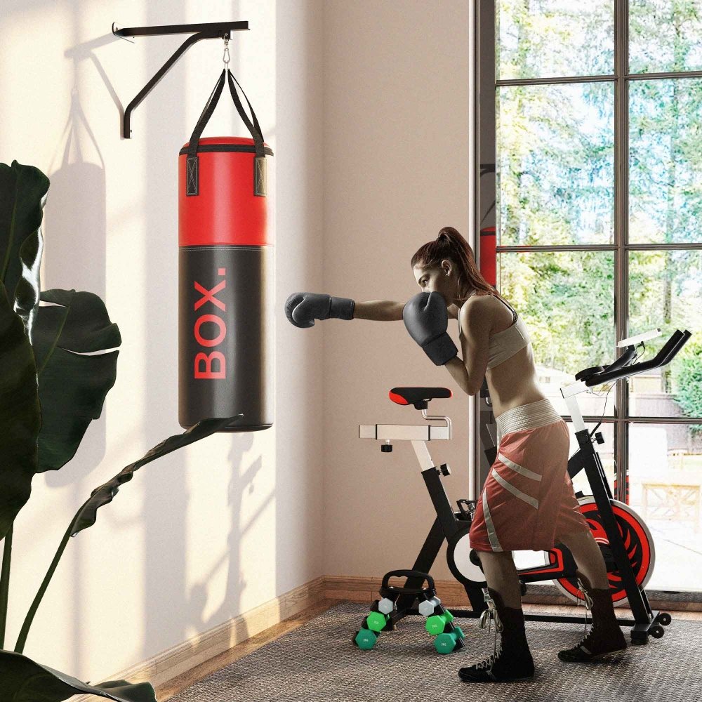 Wall - Mounted Punch Bag Set with Gloves & Bracket
